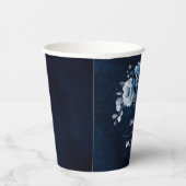Dusty Blue Slate Navy Floral Botanical Wedding Pap Pappbecher (Rechts)