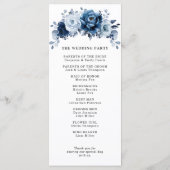 Dusty Blue Slate Navy Floral Botanical Wedding Programm (Rückseite)