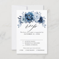 Dusty Blue Slate Navy Floral Botanical Wedding