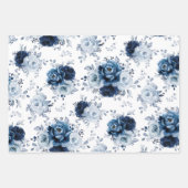 Dusty Blue Slate Navy Floral Botanical Wedding Wra Geschenkpapier Set (Vorderseite 2)