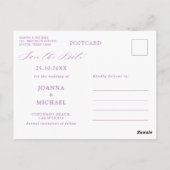 Dusty Blue Slate Navy Floral Wedding Save the Date Postkarte (Rückseite)
