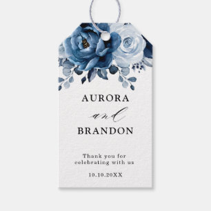 Dusty Blue Slate Navy Floral Wedding Vielen Dank Geschenkanhänger