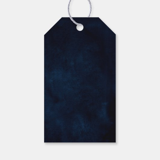 Dusty Blue Slate Navy Floral Wedding Vielen Dank Geschenkanhänger (Rückseite)