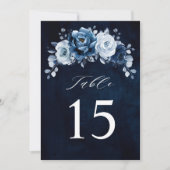 Dusty Blue Slate Navy Wedding Tischnummer Card (Vorderseite)
