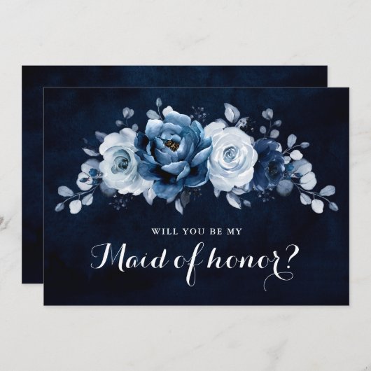 Dusty Blue Slate Navy Werden Sie meine Trauzeugin Einladung (Vorne/Hinten)