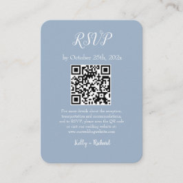 Dusty Blue Small Vertical Wedding RSVP QR Code Begleitkarte