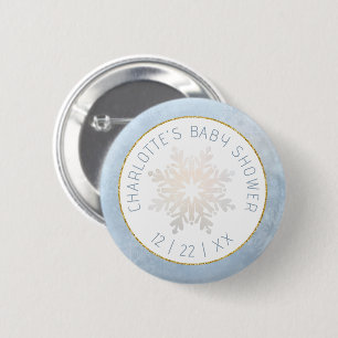 Dusty Blue Snowflake Baby Showknopf Button