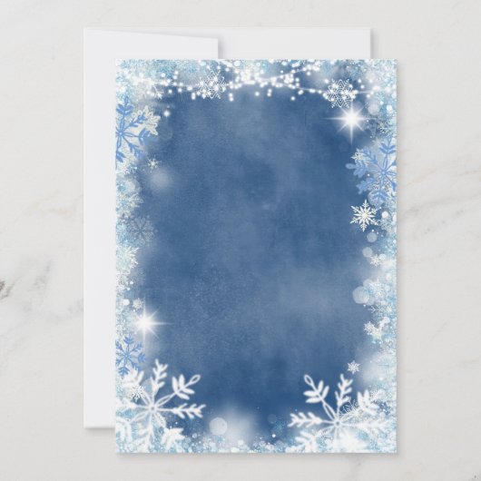 Dusty Blue Snowflake Boy Clothesline Baby Sprinkle Einladung (Rückseite)