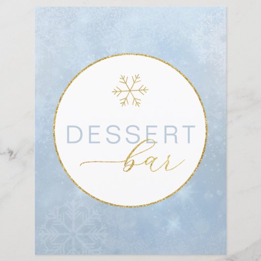 Dusty Blue Snowflake Dessert Bar Sign (Vorderseite)