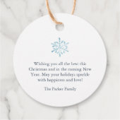 Dusty Blue Snowflake Geschenkanhänger (Rückseite)