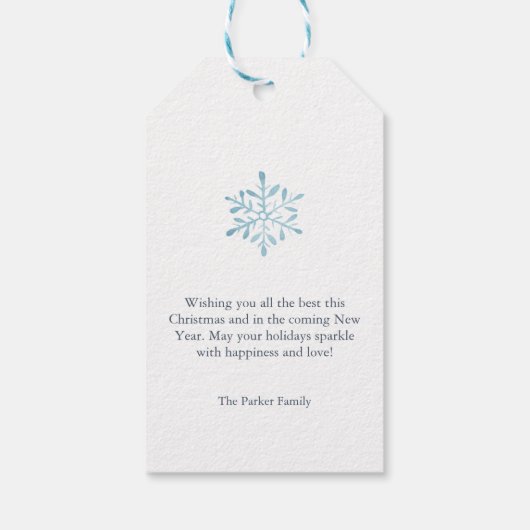 Dusty Blue Snowflake Gift Tag Geschenkanhänger (Rückseite)
