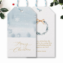 Dusty Blue Snowflake Gift Tag Geschenkanhänger