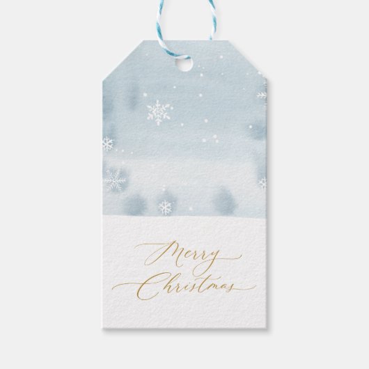 Dusty Blue Snowflake Gift Tag Geschenkanhänger (Vorderseite)