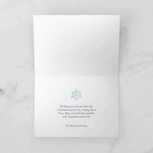 Dusty Blue Snowflake Holiday Card Einladung (Innenseite)