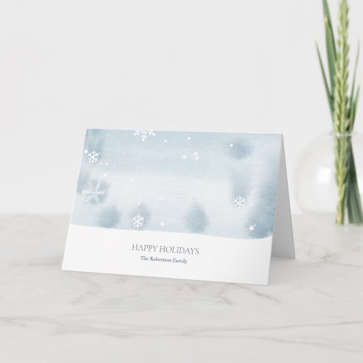 Dusty Blue Snowflake Holiday Card Einladung (Vorderseite)