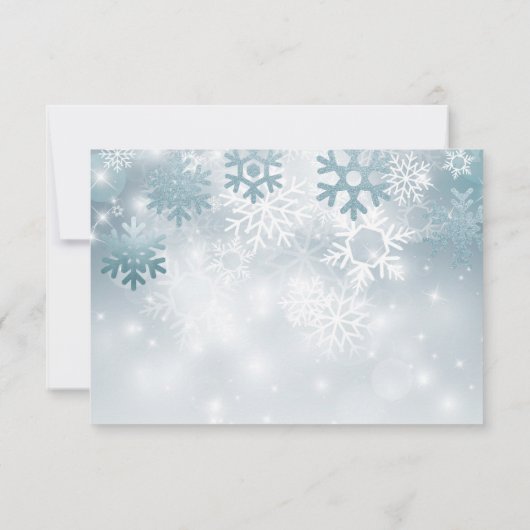 Dusty Blue Snowflake Moderne Hochzeit Save The Date (Rückseite)