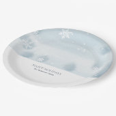 Dusty Blue Snowflake Pappteller (Schrägansicht)