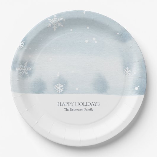 Dusty Blue Snowflake Pappteller (Vorderseite)