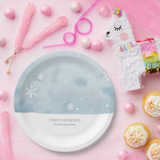 Dusty Blue Snowflake Pappteller (Party)