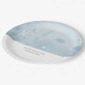 Dusty Blue Snowflake Pappteller (Schrägansicht)