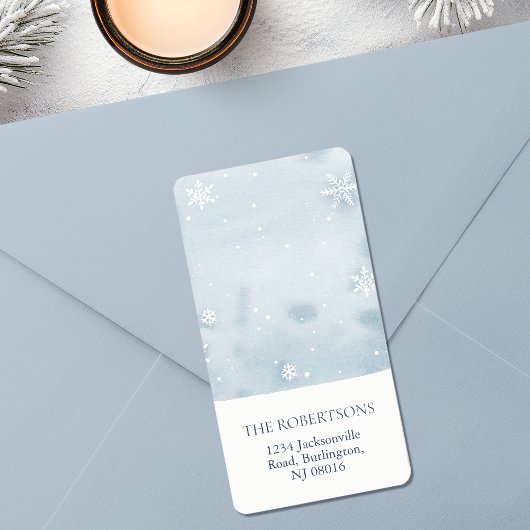 Dusty Blue Snowflake Return Address Label Adressaufkleber