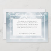 Dusty Blue Snowflake Sky Moderne Hochzeit Dankeskarte (Rückseite)