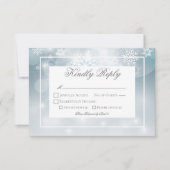 Dusty Blue Snowflake Sky Moderne Hochzeit RSVP Karte (Vorderseite)