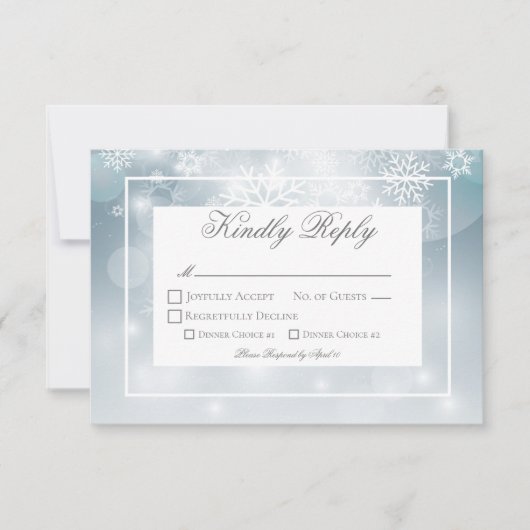 Dusty Blue Snowflake Sky Moderne Hochzeit RSVP Karte (Vorderseite)