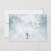 Dusty Blue Snowflake Sky Moderne Hochzeit RSVP Karte (Rückseite)