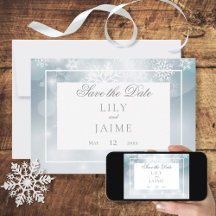 Dusty Blue Snowflake Sky Moderne Hochzeit