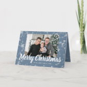 Dusty Blue Snowflake Weihnachtsfotokarte Feiertagskarte (Vorderseite)