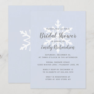 Dusty Blue Snowflake Winter Brautparty Einladung