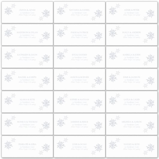 Dusty Blue Snowflake Winter Modern Guest Address Aufkleber (Vorderseite)