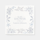 Dusty Blue Snowflake Winter Modernes Brautparty Serviette (Vorderseite)