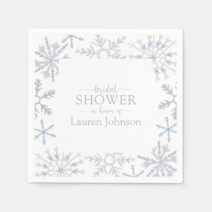 Dusty Blue Snowflake Winter Modernes Brautparty Serviette