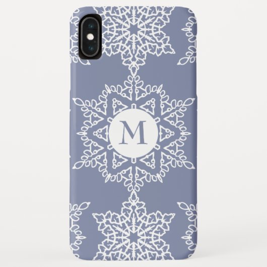 Dusty Blue Snowflakes Christmas Holiday Monogram Case-Mate iPhone Hülle (Rückseite)