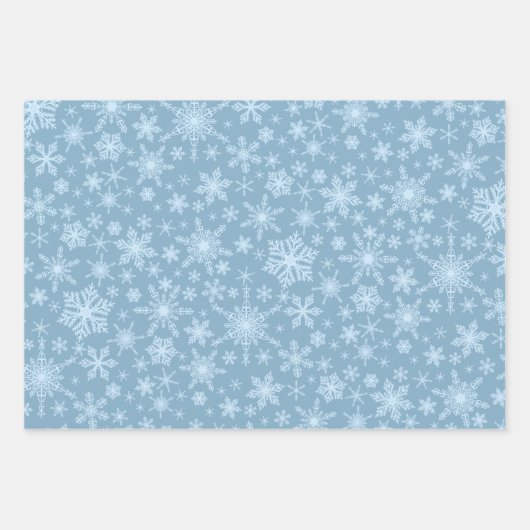 Dusty Blue Snowflakes Winterurlaub Weihnachten Geschenkpapier Set (Vorderseite)
