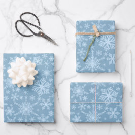 Dusty Blue Snowflakes Winterurlaub Weihnachten Geschenkpapier Set