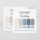 Dusty Blue Soft Linen Summer Wedding Palette Card Einladung (Vorne/Hinten)
