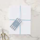 Dusty Blue Soft Striped Couple Names Geschenkanhänger (Mit Garn)