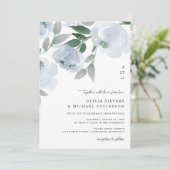 Dusty Blue Soft Watercolor Floral Wedding Einladung (Stehend Vorderseite)