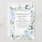 Dusty Blue Something Blue Floral Brautparty Einladung (Vorderseite)