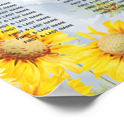 Dusty Blue Sonnenblumen Hochzeitssattel Poster (Ecke)