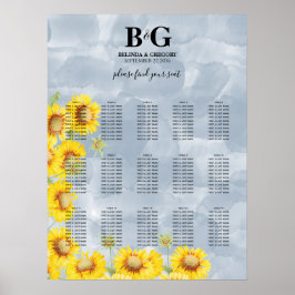 Dusty Blue Sonnenblumen Hochzeitssattel Poster
