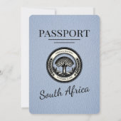 Dusty Blue South Africa Passport Wedding Einladung (Rückseite)