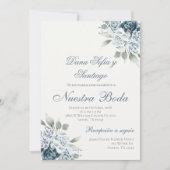 Dusty Blue Spanish Wedding Einladung (Vorderseite)