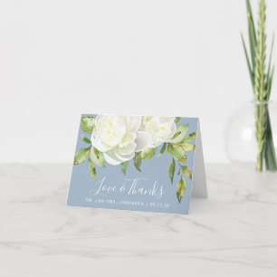 Dusty Blue Spring Floral Peony Wedding Dankeskarte