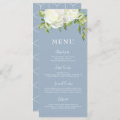 Dusty Blue Spring Floral Peony Wedding Menu Menükarte (Vorne/Hinten)