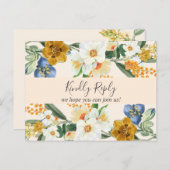 Dusty Blue Spring Garden Wildblumen Wedding Rsvp Einladungspostkarte (Vorne/Hinten)