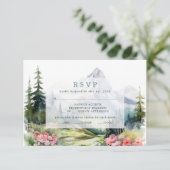 Dusty Blue Spring Mountains Wedding RSVP Card (Stehend Vorderseite)